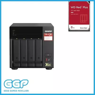 Qnap TS-473A-8G 4 Bay Diskless NAS + 1x WD Red Plus 8TB Hard Drive • $1942.50