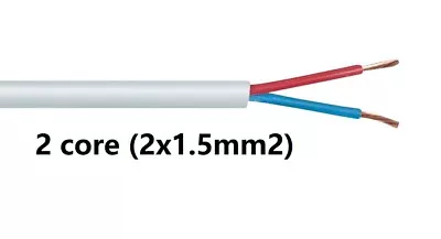 White Flexible PA Speaker Cable 7.4mm OD 2x1.5mm Cores - Cut & Sold By The Metre • £2.25