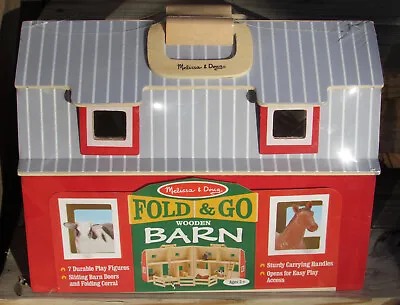 Melissa & Doug Fold & Go Wooden Barn & Play Figures 3700 NEW SEALED • $18