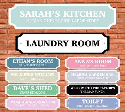 £12.99 • Buy Personalised Street Plaque Sign Printed Indoor Outdoor Sign For Garden Bar Rooms