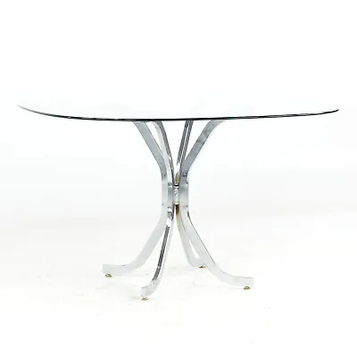 Milo Baughman Style Mid Century Glass And Chrome Dining Room Table • $2147