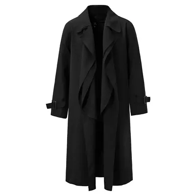 Men Trench Coat Loose Cape Long Balck Jacket Casual Fashion Business Windbreaker • $55.97