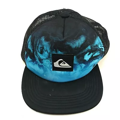 Quiksilver Snapback Cap Adjustable Mesh Back Black/Blue Unisex Adult Used Condt. • $9.99