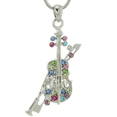 Viola Pendant Made With Swarovski Crystal Violin Multicolor Music New Necklace • $29