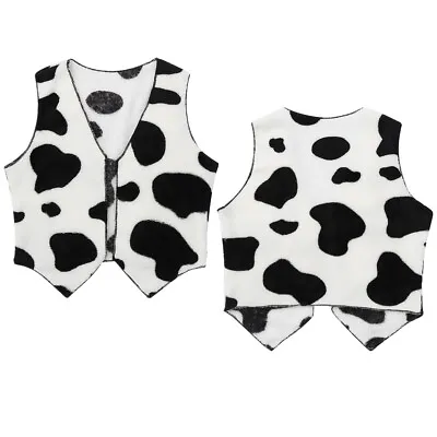 Boys Girs Cowboy Cowgirl Costume Vest Carnival Fancy Dress Cow Print Waistcoat • £6.12