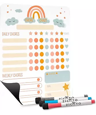 Magnetic Dry Erase Chore Chart For Kids9” X 11” Reward And Behavior Chart • $7.99