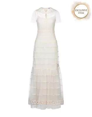 RRP€1030 RED VALENTINO Tulle Maxi A-Line Dress IT46 US10 UK14 XL Ivory Lined • £43