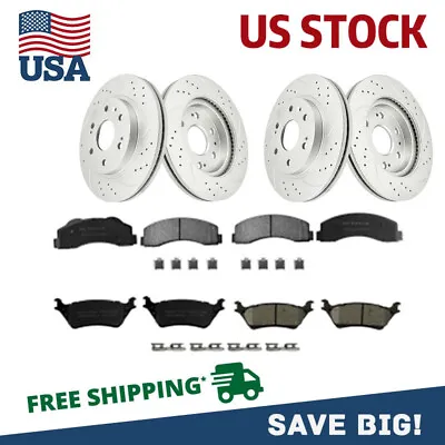Front & Rear Drilled Disc Brake Rotors Pads Kit Fit Ford F-150 2012-2020 6 LUGS • $258.37