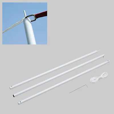 Awning Sail Shade Sun Canopy Pole Kit 3m Long Adjustable Pole With Rope Metal • £13.99