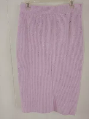 H&M Pink Knit Ribbed Casual Pencil Skirt Slit In Back Women's Medium  • $13