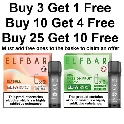 £5.39 • Buy Elf Bar Elfa Pods 20mg 2ml 2% Replaceable 2pk Pre-filled E-liquid 100% Authentic