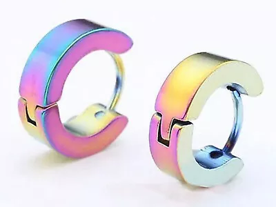 Hoop Earrings With Crystal Round Hoop Huggies Earrings Men Women • £3.48