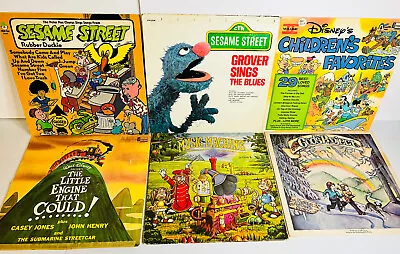 Vintage Childrens LP Vinyl Record Album Lot Of 6 - Disney Sesame Street MORE • $15.11
