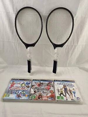 $25 • Buy Virtua Tennis 4 Playstation 3 Complete Game & Rackets For PS Move + More Games 