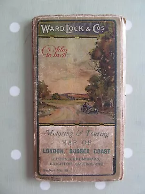 Vintage Linen Ward Lock Motoring Map Sheet 19 - London & Susex Coast • £5