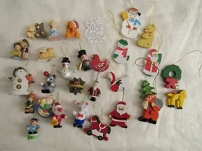 Lot Of 28 Mixed Vintage Mini Christmas Ornaments Hallmark Wood Ceramic Plastic • $15.50