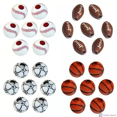 60 Sports Beads Darice 12mm 1/2  (4mm Hole) Team Sports Crafts Jewelry ABCraft • $10