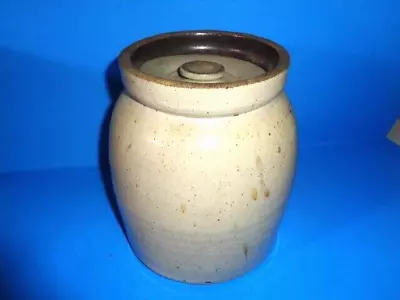Antique Stonewear Pickle Crock 7  Tall With Lid • $12.99
