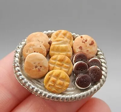 Vintage OOAK Hand Sculpted Tray Of Cookies Dollhouse Miniature 1:12 • $9.99