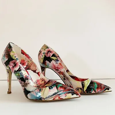 Truth Or Dare By Madonna LELE Floral Patent Pointed Toe Pumps Size 7.5 • $22.99