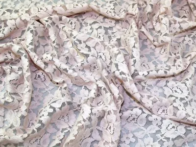 Minerva Delicate Lace Fabric Beige - Per Metre • £5.38
