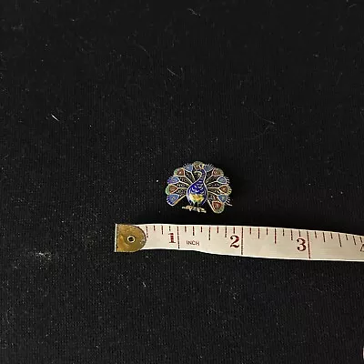 Vintage 1  Silver Detailed Multicolor Peacock Brooch Jewelry Pin Portugal • $13.95