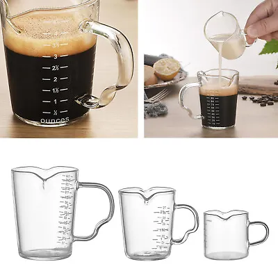 Glass Measuring Milk Cup Jigger Cafe Wine Coffee Ounce Measure Cup • £8.51