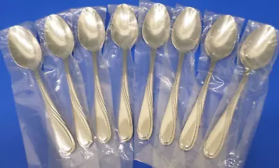 8 - Lenox SUMMERVILLE Glossy Swirled Lines Stainless 18/10 Flatware SOUP SPOONS • $30