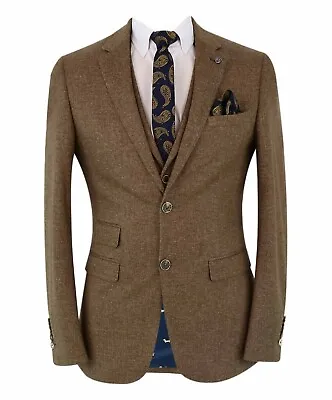 Mens Tweed Blazer Waistcoat Trousers Suit Slim Fit Grey Set Sold Separately • £74.99