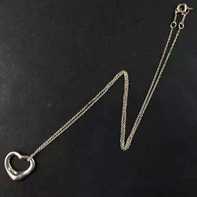 TIFFANY&CO. Silver 925 Elsa Peretti Open Heart Pendant Necklace/9X2240 • $1