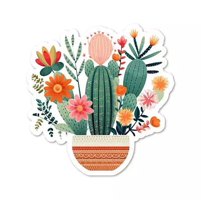 Modern  Cactus Flowers Vinyl Sticker Water Resistant Scrapbooking Laptop • $3.75