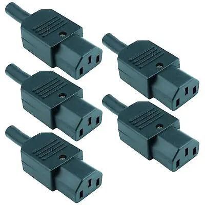 5 X IEC Straight Female Inline Socket Connector Rewireable Kettle Lead Cable C13 • £9.19