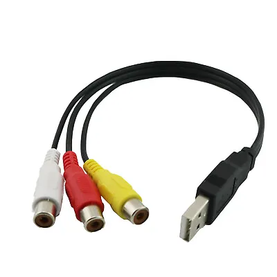 USB Male To 3 RCA Female Adapter Audio Converter Video AV A/V Cable For HDTV • $2.19