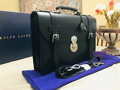 RALPH LAUREN   RICKY   Purple Label  Bridle Leather  Briefcase / Messenger Bag • $1870