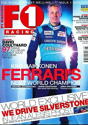 F1 Racing Magazine August 2001 David Coulthard Kimi Raikkonen  Eddie Irvine Jean • £4.99