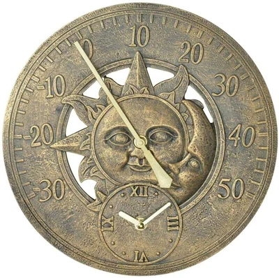 £24.99 • Buy Outdoor Vintage Sun&Moon Retro Wall Clock Indoor Garden Station Clock Thermometr