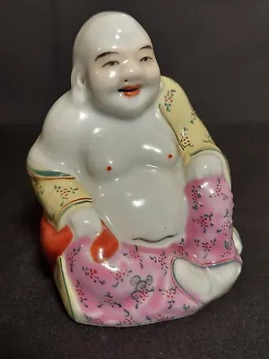 20th CENTURY VINTAGE HAND PAINTED CHINESE PORCELAIN LAUGHING BUDDHA • £20