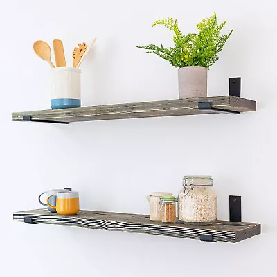 Solid Pine Shelves |  Various Sizes & Colors | Solid Timber Floating Wall Shelf • £83.99