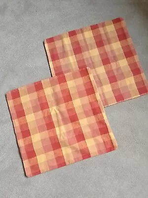 Pair Cushion Covers Terracotta Check 46 X 46cm India Cotton VTG Retro Camper Van • £5.50