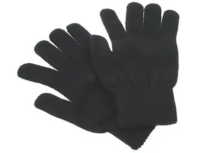 Soft Stretchy Plain Black Smooth Magic Gloves Warm Winter Hands • £2.89