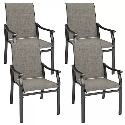 PHI VILLA Outdoor Dining Chairs Set Of 4 Patio Chairs With Backrest Armrest • $219.99