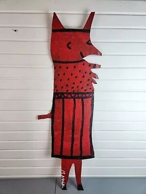 RA Miller Red Lady Devil Painting On Metal Cut Out Outsider Art Folk Art • $550