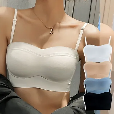 Women Strapless Bra Push Up Invisible Multiway Underwear Bralette Padded Bra Top • £5.14