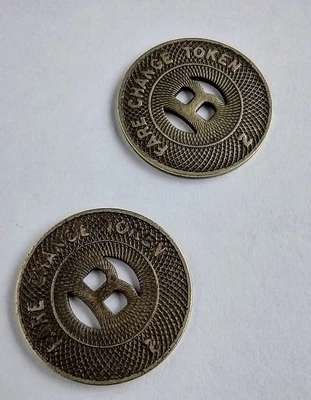 $10 • Buy 2 Transit Fare Tokens, A.B. & W Transit Co Alexandria, VA, Vintage Rare Set Of 2