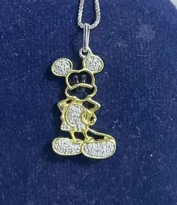 1.00Ct Round Cut Real Moissanite Mickey Mouse Pendant 14k Yellow Gold Plated • $111.99