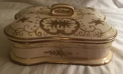 Vintage Moriyama Hand Painted Porcelain Divided Covered Dish Box Raised Design • $35