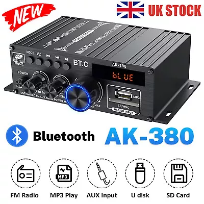 800W 2 Channel Bluetooth Mini HIFI Power Amplifier Audio Stereo Amp Home Car FM • £19.96