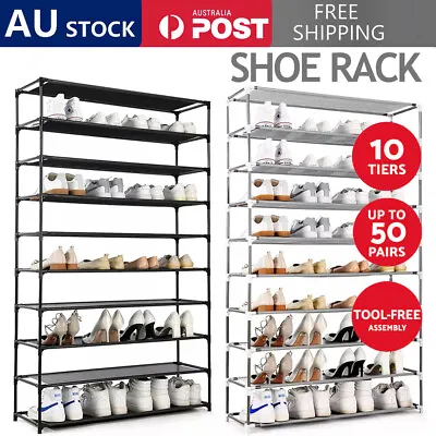 $24.70 • Buy Premium Shoe Rack 10 Tier Shelves Shoes Cabinet Storage 50 Pairs Steel Stand