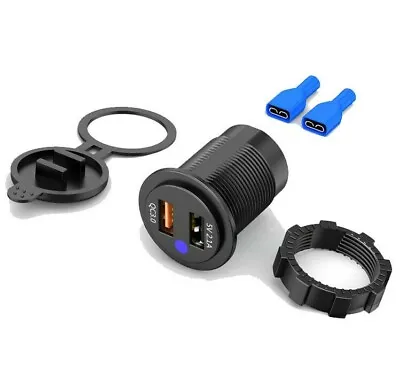 Dual QC 3.0 USB Fast Car Charger Socket Outlet For Car BoatMotorcycleGolf Cart • $9.38