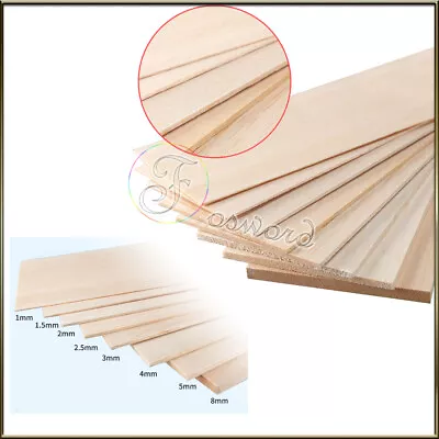 Balsa Wood Sheet Board Panel Block Aircraft Arts Crafts Model DIY 0.75-8mm Thick • £2.80